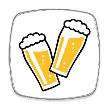 2 Biergläser Stoßen An (Bier / Willibecher / 2C) - Viereckiger Kühlschrankmagnet - Weiß - Vorne