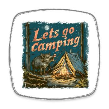Lets Go Camping Wildschwein Abenteuer - Viereckiger Kühlschrankmagnet - Weiß - Vorne