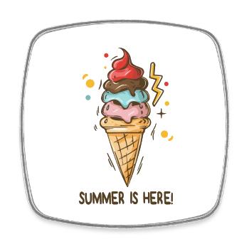 Eis Summer is here Eiscreme Eisdiele Sommerzeit - Viereckiger Kühlschrankmagnet - Weiß - Vorne