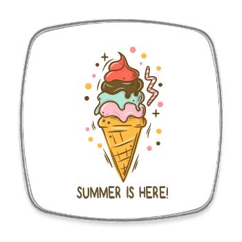 Eis Summer is here Eiscreme Eisdiele Sommerzeit - Viereckiger Kühlschrankmagnet - Weiß - Vorne