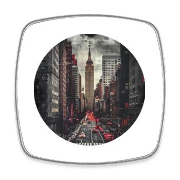 New York City NYC USA Amerika Stadt Skyline Retro - Viereckiger Kühlschrankmagnet - Weiß - Vorne