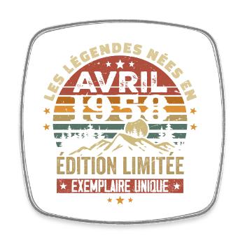 The legends were born in April 1958 gift 1958 - Square fridge magnet - white - Front