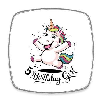 Licorne 5e anniversaire fille cadeau créatures mythiques - Magnet carré - blanc - Devant
