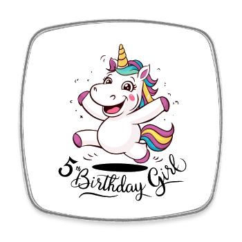 Licorne 5e anniversaire fille cadeau créatures mythiques - Magnet carré - blanc - Devant