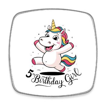 Licorne 5e anniversaire fille cadeau créatures mythiques - Magnet carré - blanc - Devant