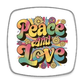 Peace And Love Hippie 1960er 1970er - Viereckiger Kühlschrankmagnet - Weiß - Vorne