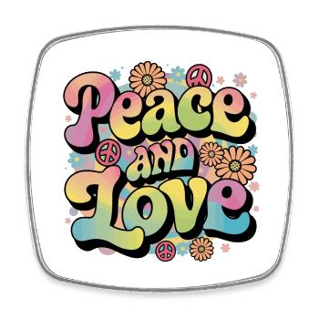 Peace And Love Hippie 1960er 1970er - Viereckiger Kühlschrankmagnet - Weiß - Vorne