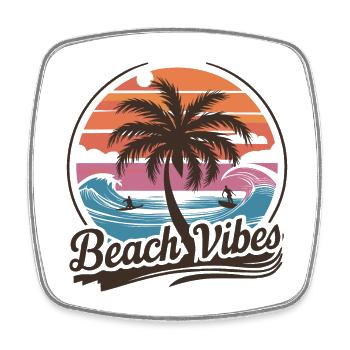 Ambiance de plage Retro Surfer Vacances à Palm Beach - Magnet carré - blanc - Devant