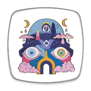 Psychedelischer Roboter - Viereckiger Kühlschrankmagnet - Weiß - Vorne
