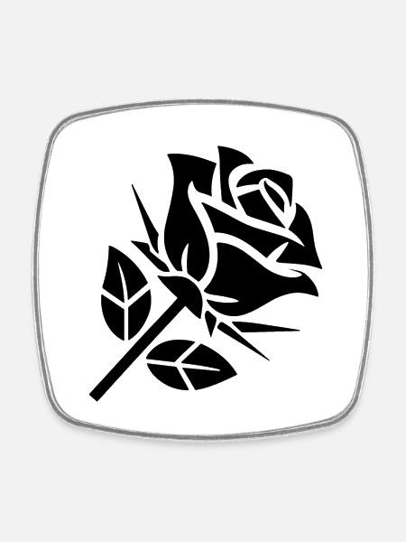 Abstrakte Rose Minimalistische Rosen Blumen - Viereckiger Kühlschrankmagnet - Weiß