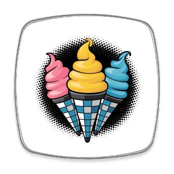 Cornets de crème glacée Ice Cream Lover - Magnet carré - blanc - Devant
