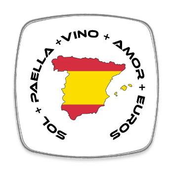 Spanien | Sol, Paella, Vino, Amor und Euros - Viereckiger Kühlschrankmagnet - Weiß - Vorne