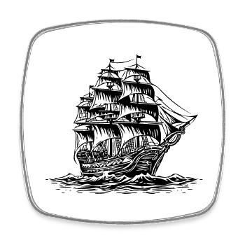 Piratenschiff - Viereckiger Kühlschrankmagnet - Weiß - Vorne