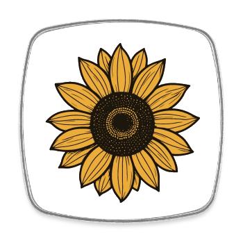 Tournesol - Magnet carré - blanc - Devant