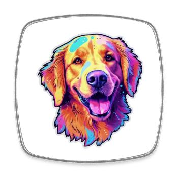 Golden Retriever - Viereckiger Kühlschrankmagnet - Weiß - Vorne