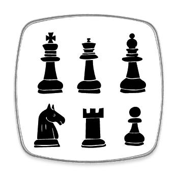 Pièces d’échecs - Magnet carré - blanc - Devant