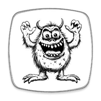 Monster - Viereckiger Kühlschrankmagnet - Weiß - Vorne