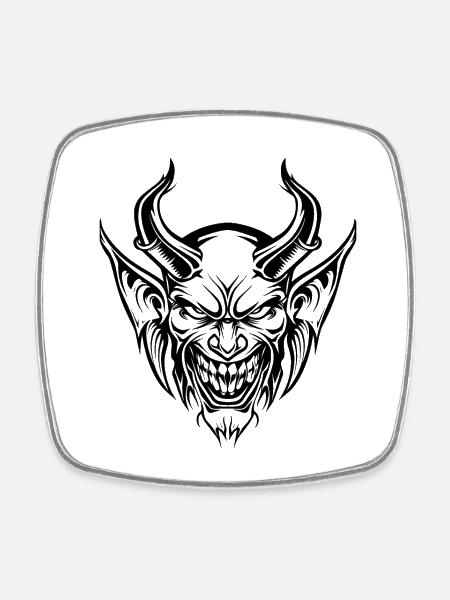 Teufel Dämon Satan - Viereckiger Kühlschrankmagnet - Weiß