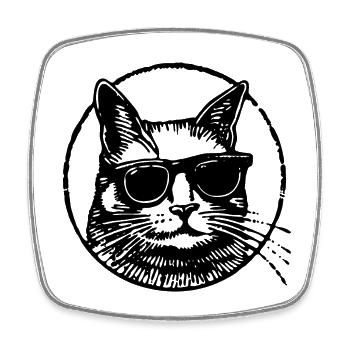 Katze Katzen Katzendame Katzenfreund Katzengesicht - Viereckiger Kühlschrankmagnet - Weiß - Vorne