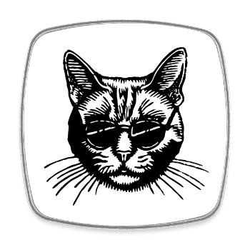 Katze Katzen Katzendame Katzenfreund Katzengesicht - Viereckiger Kühlschrankmagnet - Weiß - Vorne