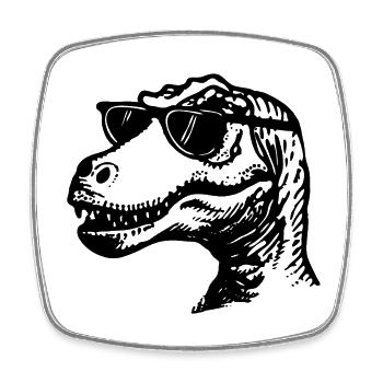 Dino Dinosaurier - Viereckiger Kühlschrankmagnet - Weiß - Vorne