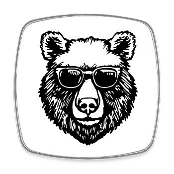Bär - Viereckiger Kühlschrankmagnet - Weiß - Vorne