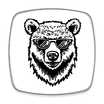 Bär - Viereckiger Kühlschrankmagnet - Weiß - Vorne