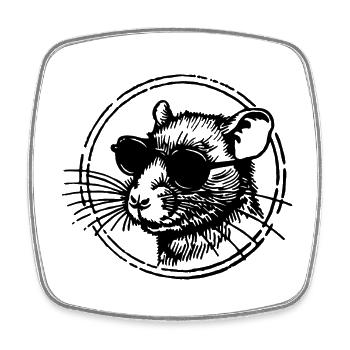 Maus Ratte - Viereckiger Kühlschrankmagnet - Weiß - Vorne