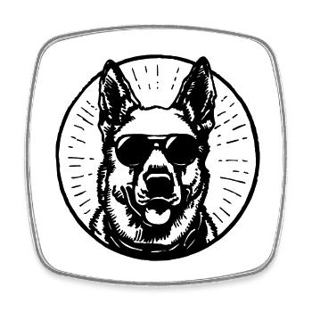 Tête de chien de berger allemand - Magnet carré - blanc - Devant