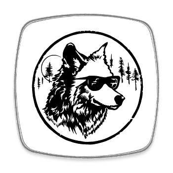 Wolf - Viereckiger Kühlschrankmagnet - Weiß - Vorne