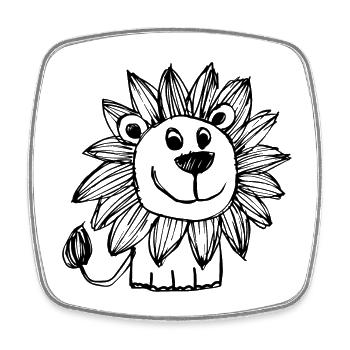 Lion Lion Head - Square fridge magnet - white - Front