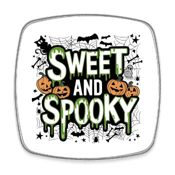 Sweet and Spooky Sweet Halloween Saying - Square fridge magnet - white - Front