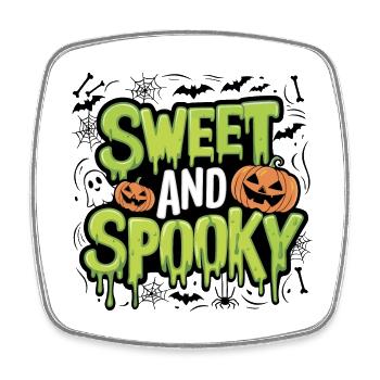 Sweet and Spooky Sweet Halloween Saying - Square fridge magnet - white - Front