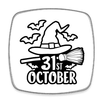 31st October Halloween Saying Quote - Square fridge magnet - white - Front