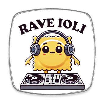Ravioli Techno Musiker DJ Rave Tanzen Disco - Viereckiger Kühlschrankmagnet - Weiß - Vorne