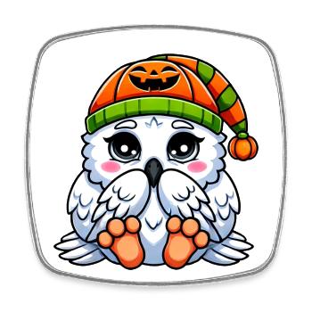 Halloween Lapin Citrouille Octobre Mignon Dessin animé - Magnet carré - blanc - Devant