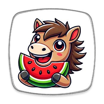 Cute Horse Watermelon Cartoon Summer - Square fridge magnet - white - Front