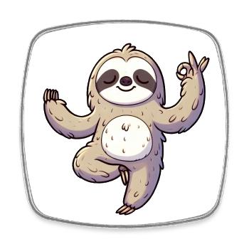 Sloth Yoga Meditation Autogenic Training - Square fridge magnet - white - Front
