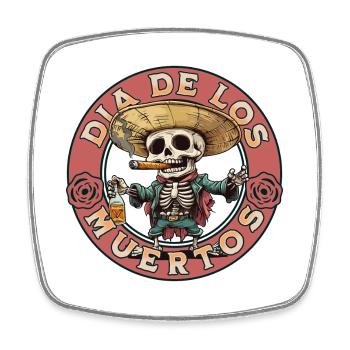 Dia De Los Muertos Totenkopf Totenschädel Tequilla - Viereckiger Kühlschrankmagnet - Weiß - Vorne