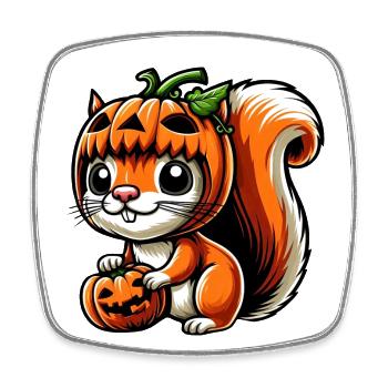 Süßes Halloween Eichhörnchen Kürbis Cartoon - Viereckiger Kühlschrankmagnet - Weiß - Vorne