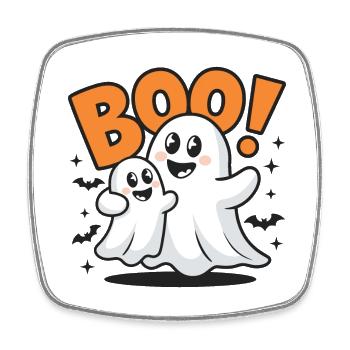 2 Lustige Geister Halloween Boo - Viereckiger Kühlschrankmagnet - Weiß - Vorne