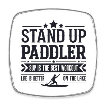 Stand Up Paddler - Viereckiger Kühlschrankmagnet - Weiß - Vorne