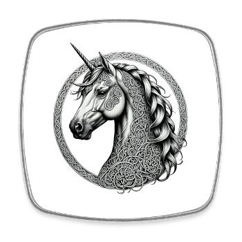 Licorne avec nœud celtique - Magnet carré - blanc - Devant
