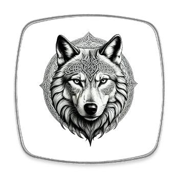 Wolf mit keltischem Knoten 01 - Viereckiger Kühlschrankmagnet - Weiß - Vorne