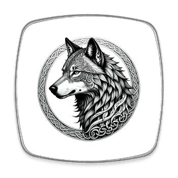 Wolf mit keltischem Knoten 02 - Viereckiger Kühlschrankmagnet - Weiß - Vorne