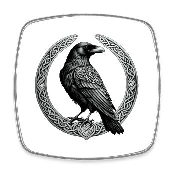 Corbeau avec nœud celtique 01 - Magnet carré - blanc - Devant