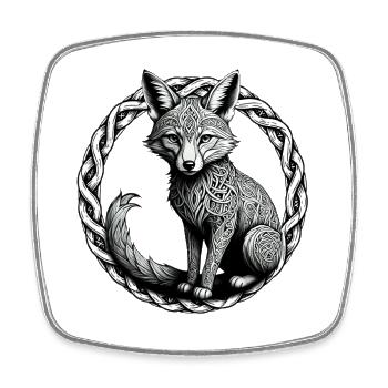 Renard avec nœud celtique 01 - Magnet carré - blanc - Devant