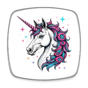Zauberhaftes Einhorn 01 - Viereckiger Kühlschrankmagnet - Weiß - Vorne