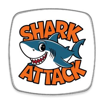 Lustiger Hai Shark Attack Meeresliebhaber - Viereckiger Kühlschrankmagnet - Weiß - Vorne