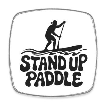 SUP Stand Up Paddle - Viereckiger Kühlschrankmagnet - Weiß - Vorne